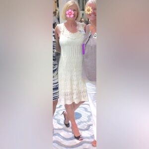 THEORY Cream Lace Midi Dress